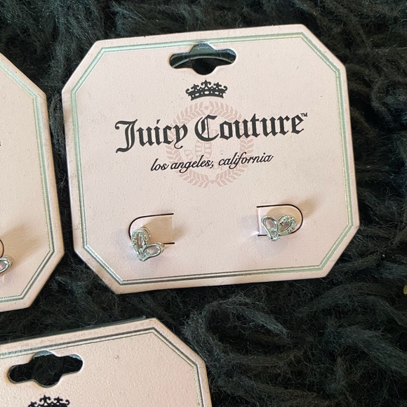 3/$25 Juicy Couture Silver Tone Heart Stud Earrings NWT - Picture 3 of 8